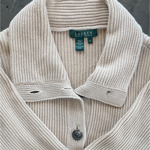 Lauren Ralph Lauren Sweaters - 100% Cotton Lauren Ralph Lauren Beige Ribbed cable knit Cardigan. Button closure